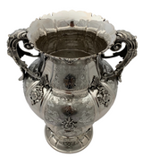 EXTRA LARGE ITALIAN 800 SILVER HANDMADE FLORAL ORNATE APPLIQUE FLOWER VASE