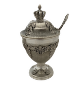 925 STERLING SILVER HANDMADE FLORAL LEAF APPLIQUE ORNATE MATTE HONEY DISH & TRAY