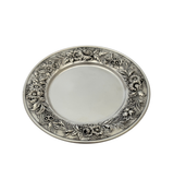 ANTIQUE S. KIRK & SON 925 STERLING SILVER HANDMADE REPOUSSE ROUND TRAY PLATE