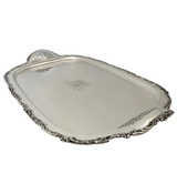 ANTIQUE REED & BARTON 925 STERLING SILVER HANDMADE FOLIATE SCROLL 2 HANDLED TRAY