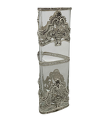 TOPAZIO 925 STERLING SILVER & CRYSTAL HANDMADE FLORAL ORNATE SQUARE FLOWER VASE
