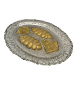 925 STERLING SILVER & GILDED HANDMADE CHASED LEAF SHELL ORNATE CHALLAH BOARD