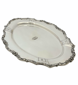 ANTIQUE AMERICAN REDLICH 925 STERLING SILVER HANDMADE ORNATE OVAL PLATTER TRAY