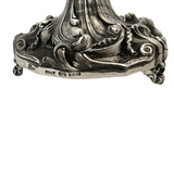 FINE ITALY 925 STERLING SILVER HANDMADE ELEGANT LEAF FLORAL SHELL CANDLESTICKS