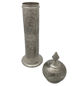 FINE 925 STERLING SILVER HANDMADE CHASED ORNATE MATTE & SHINY MEGILLAH HOLDER