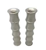 FINE ITALIAN 925 STERLING SILVER HANDMADE BAMBOO SHINY SLEEK VASE / CANDLESTICKS