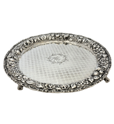 ANTIQUE BALTIMORE STERLING SILVER CO 925 STERLING SILVER REPOUSSE 3 LEG SALVER
