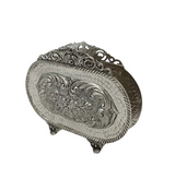 FINE 925 STERLING SILVER HANDMADE FLORAL CHASED ORNATE HAMMERED NAPKIN HOLDER
