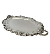 ANTIQUE REDLICH & CO 925 STERLING SILVER HANDMADE CHASED FLORAL REPOUSSE TRAY
