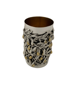 FINE ITALY 925 STERLING SILVER & GILDED HANDMADE 3D OLIVE TREE LEAF CUP & TRAY
