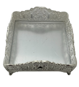 FINE 925 STERLING SILVER HANDMADE CHASED LEAF FLORAL ORNATE FLAT NAPKIN HOLDER