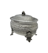 ITALY 925 STERLING SILVER HANDMADE CHASED LEAF APPLIQUE MATTE & SHINY ESROG BOX