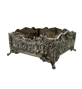 ITALY 925 STERLING SILVER HANDMADE FLORAL FLOWER ORNATE MATTE FLAT NAPKIN HOLDER