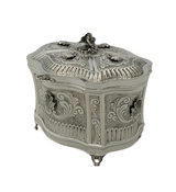 FINE 925 STERLING SILVER HANDMADE CHASED SWIRL LEAF APLIQUE ORNATE ESROG BOX