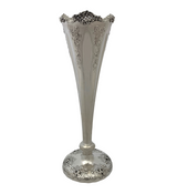 ANTIQUE TALL GORHAM 925 STERLING SILVER HANDMADE FLORAL ORNATE TRUMPET VASE