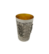 925 STERLING SILVER HANDMADE FLORAL CHASED SWIRL ORNATE MATTE & SHINY CUP & TRAY