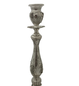 FINE 925 STERLING SILVER HANDMADE CHASED SWIRL ORNATE LEAF APPLIQUE CANDLESTICKS