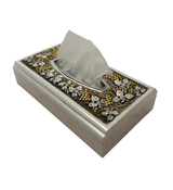 ANTIQUE MAZZUCATO 925 STERLING SILVER & GILDED HANDMADE GRAPE TISSUE BOX COVER