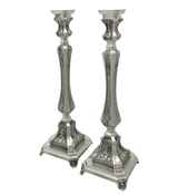 FINE 925 STERLING SILVER HANDMADE CHASED SWIRL LEAF ORNATE SQUARE CANDLESTICKS