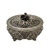 FINE ITALY 925 STERLING SILVER HANDMADE HEAVY FLORAL REPOUSSE ORNATE ESROG BOX
