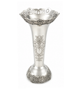 FINE 925 STERLING SILVER HANDMADE AMERICAN STYLE FLORAL LEAF ORNATE FLOWER VASE