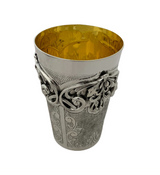 FINE 925 STERLING SILVER HANDMADE FLORAL LEAF LACE SWIRL APPLIQUE CUP & TRAY