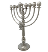 FINE TOPAZIO 925 STERLING SILVER HANDMADE MODERN PLAIN SHINY SLEEK ROUND MENORAH