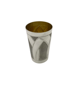 ITALIAN 925 STERLING SILVER HANDMADE MODERN MATTE & SHINY SLEEK SWIRL CUP & TRAY