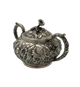 ANTIQUE S. KIRK & SON 925 STERLING SILVER HANDMADE FLORAL REPOUSSE HONEY DISH