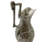 ANTIQUE KIRK & SON 925 STERLING SILVER HANDMADE R INITIAL FLORAL OIL PITCHER