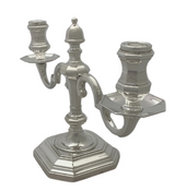 FINE ITALIAN 925 STERLING SILVER HANDMADE MODERN SHINY SLEEK 2 LIGHT CANDELABRA