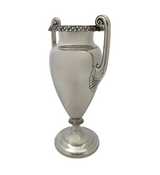 ANTIQUE AMERICAN 925 STERLING SILVER HANDMADE LEAF SHINY AMPHORA FLOWER VASE