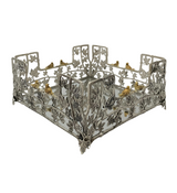 925 STERLING SILVER & GILDED HANDMADE MULTI BIRD & LEAF APPLIQUE NAPKIN HOLDER