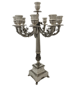 ITALIAN 925 STERLING SILVER HANDMADE LEAF APPLIQUE ORNATE 10 LIGHT CANDELABRA