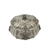 925 STERLING SILVER HANDMADE LEAF APPLIQUE CHASED SWIRL MATTE & SHINY ESROG BOX