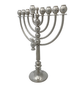 FINE TOPAZIO 925 STERLING SILVER HANDMADE MODERN HAMMERED SLEEK ROUND MENORAH