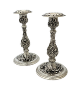 ANTIQUE 1932 S. KIRK & SON 925 STERLING SILVER HANDMADE REPOUSSE CANDLESTICKS