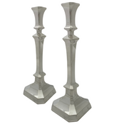 FINE 925 STERLING SILVER HANDMADE MODERN SIMPLE SHINY SLEEK SQUARE CANDLESTICKS