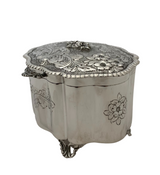 ITALIAN 925 STERLING SILVER HANDMADE FLORAL LEAF CHASED SWIRL SPICE BESAMIM BOX