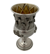 ITALY 925 STERLING SILVER HANDMADE MULTI FLORAL APPLIQUE MATTE SHINY CUP & TRAY