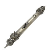 FINE 925 STERLING SILVER HANDMADE FLORAL LEAF CROWN APPLIQUE MATTE SHINY MEZUZAH