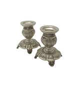 SMALL 925 STERLING SILVER HANDMADE CHASED SWIRL ORNATE MATTE SHINY CANDLESTICKS