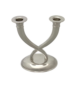 FINE TOPAZIO 925 STERLING SILVER HANDMADE MODERN SHINY SLEEK 2 LIGHT CANDELABRA