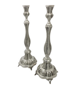 FINE 925 STERLING SILVER HANDMADE CHASED SWIRL ORNATE MATTE & SHINY CANDLESTICKS