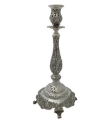 FINE 925 STERLING SILVER HANDMADE CHASED FLORAL LEAF CUT OUT ORNATE CANDLESTICKS