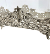 925 STERLING SILVER HANDMADE CHASED LEAF APPLIQUE CROWN SQUARE MATZAH HOLDER