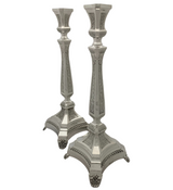 FINE 925 STERLING SILVER HANDMADE CHASED SWIRL ORNATE MATTE SHINY CANDLESTICKS