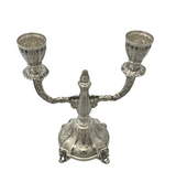 FINE 925 STERLING SILVER HANDMADE LEAF CHASED SWIRL ORNATE 2 LIGHT CANDELABRA