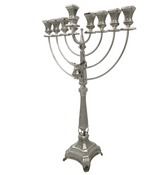 FINE 925 STERLING SILVER HANDMADE SWIRL CHASED LEAF APPLIQUE ORNATE MENORAH
