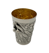 FINE 925 STERLING SILVER HANDMADE MULTI CHERRY MATTE & SHINY SQUARE CUP & TRAY